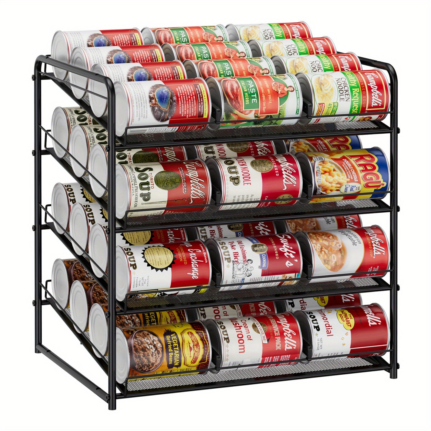 Large Capacity Metal Wire Can Holder With Adjustable Dividers For Pantry And Kitchen Cabinets Holds 84 Cans