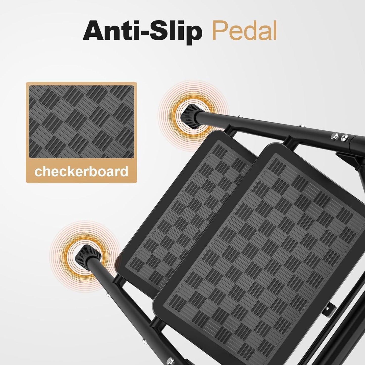 Heavy Duty 800lb Folding Step Ladder With Storage Shelf And Wide Non Slip Treads 2 To 4 Step Steel Ladder Black