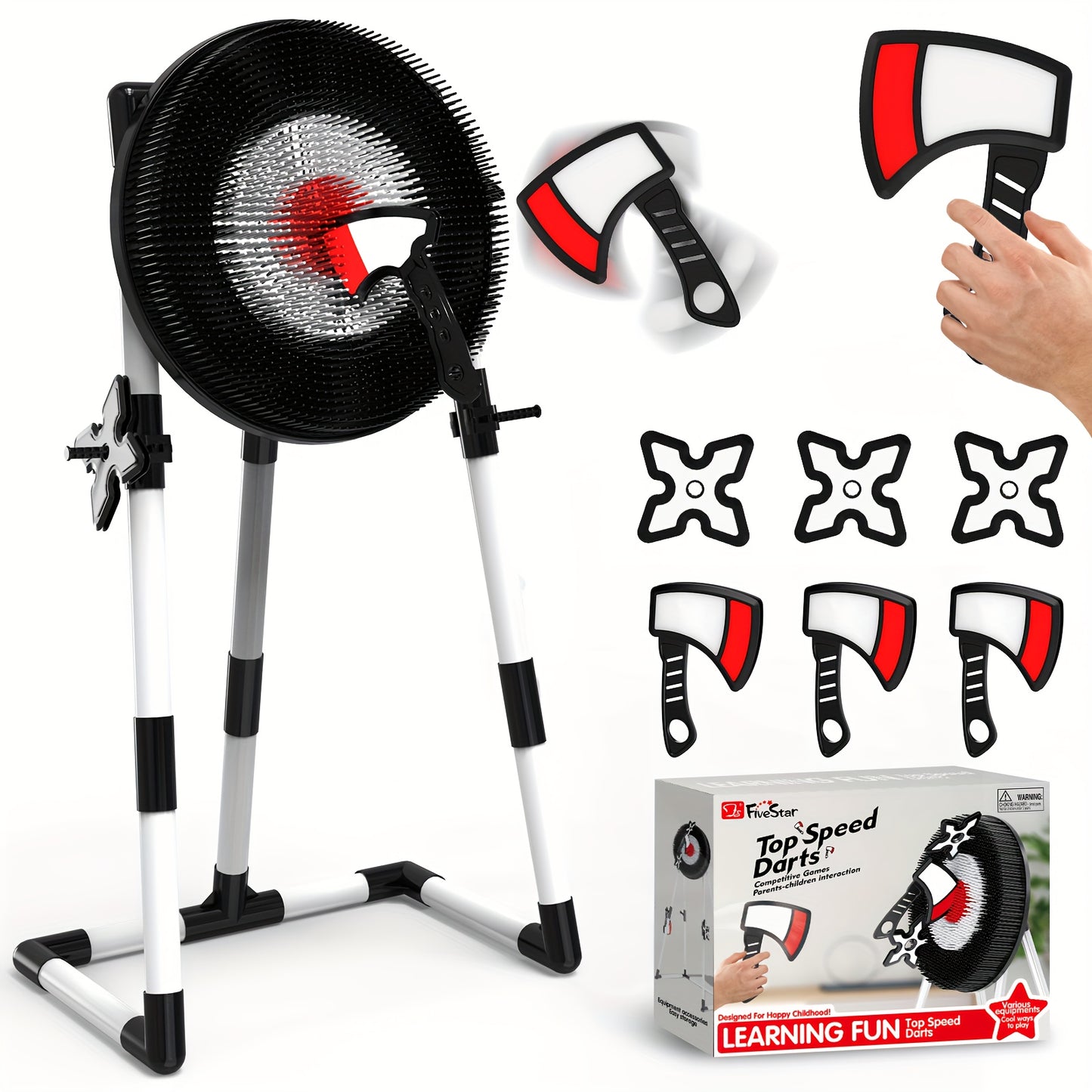 TopSpeed Darts Black Axe Throwing Set With 3 Plastic Axes