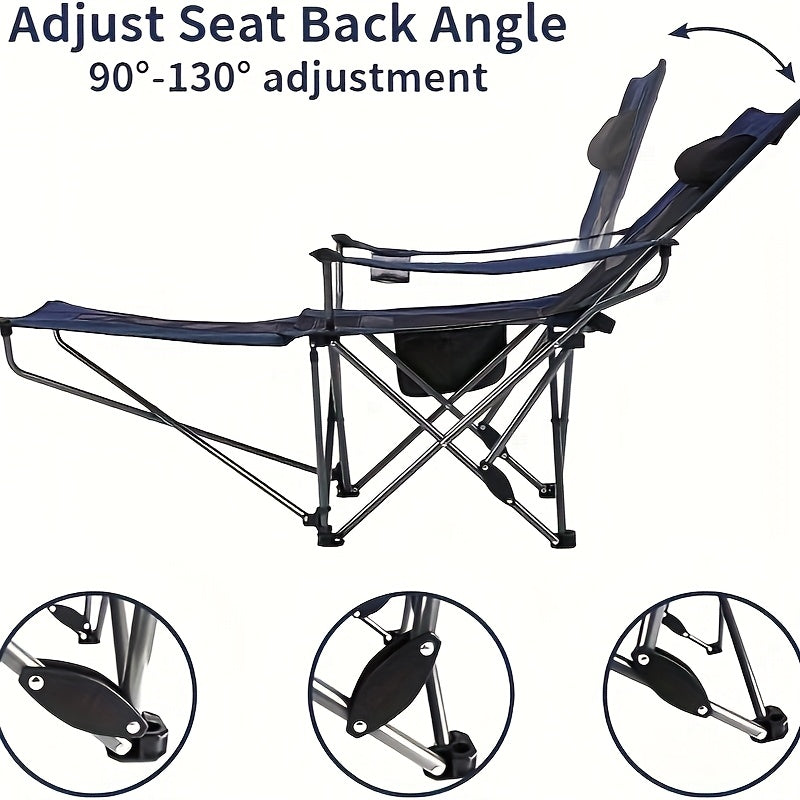 UPWELL Portable Folding Patio Chair With Carry Bag Adjustable Height Removable Footrests Outdoor Lounge Chair