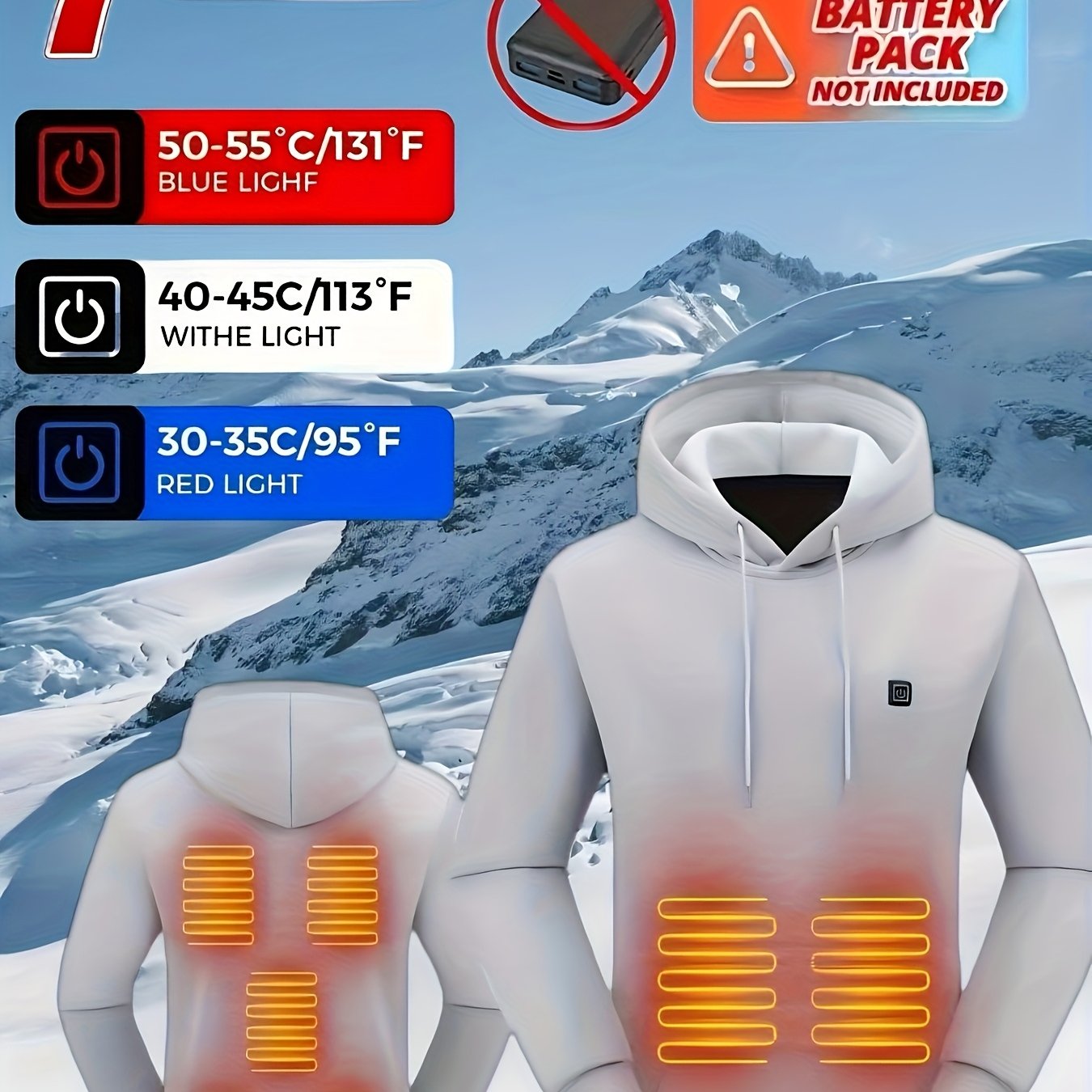7 Zone USB Powered Electric Fleece Jacket With 3 Speed Control Kangaroo Pocket Unisex Winter Wear For Men And Women
