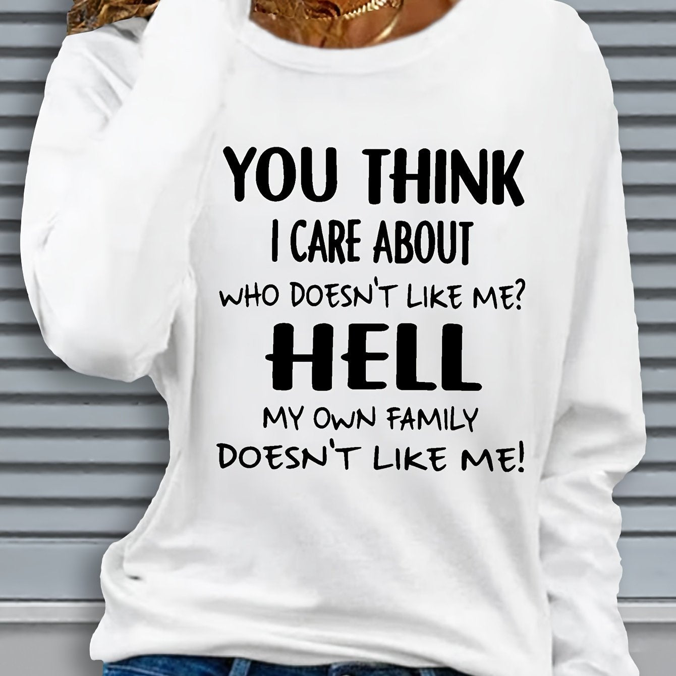 Womens Funny Saying T Shirt Long Sleeve Crew Neck Top