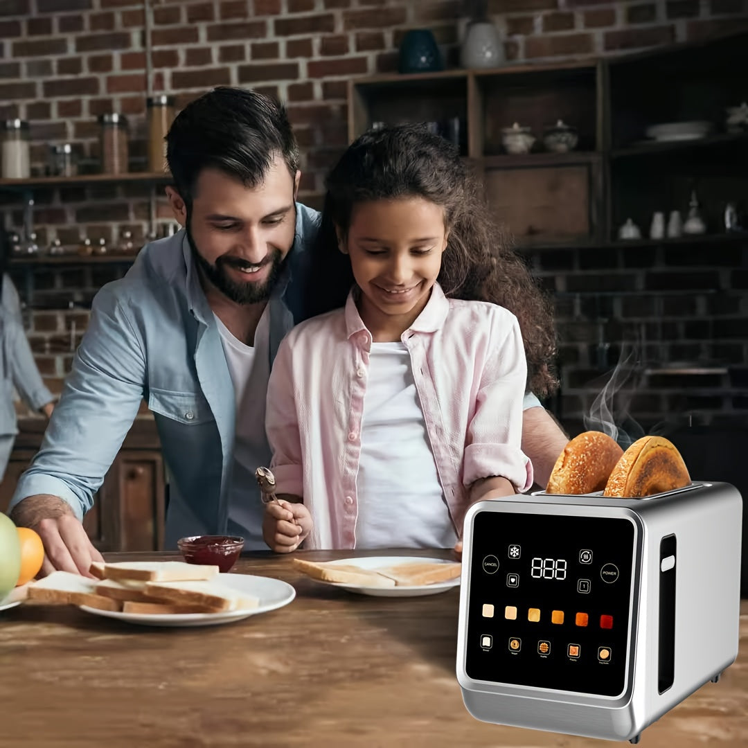 2 Slice Stainless Steel Smart Toaster With LCD Display Extra Wide Slots 6 Bread Types Defrost Memory Toasting Timer