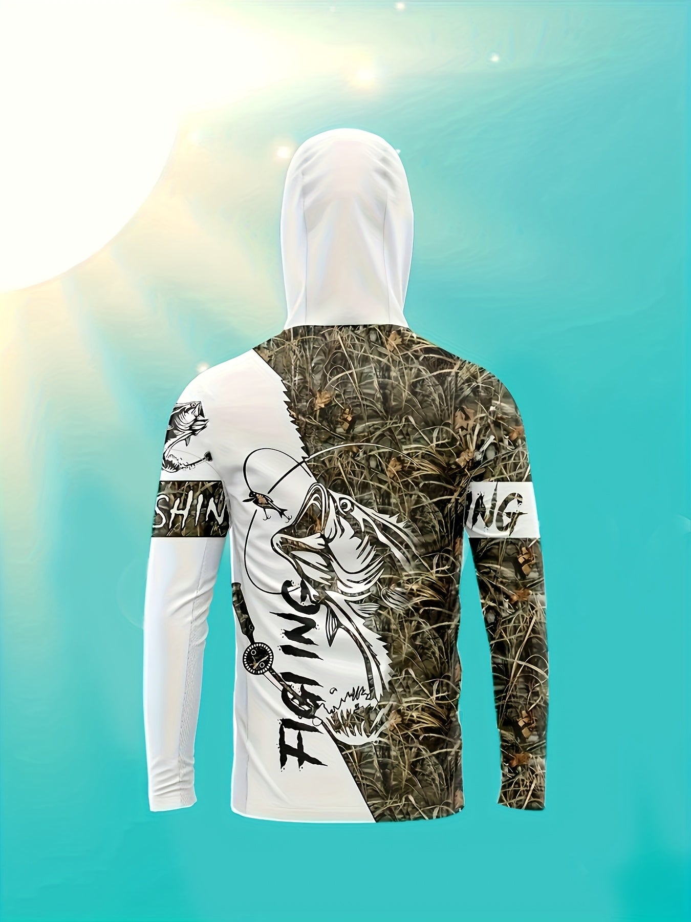 Camouflage UPF Mens Hoodie Lightweight Breathable Hiking