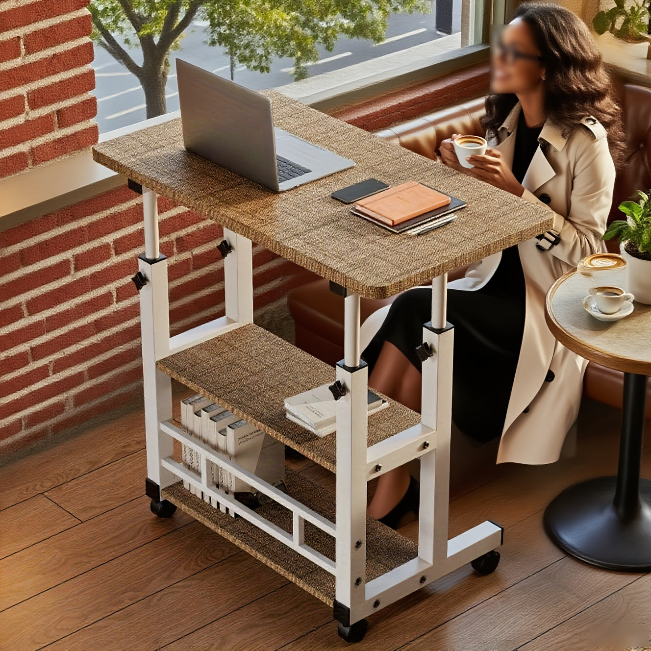 Adjustable Portable Rolling Standing Desk for Small Spaces