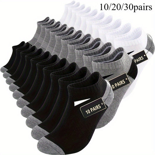 Men's Breathable Knit Socks Pack 10 20 30 Solid Color