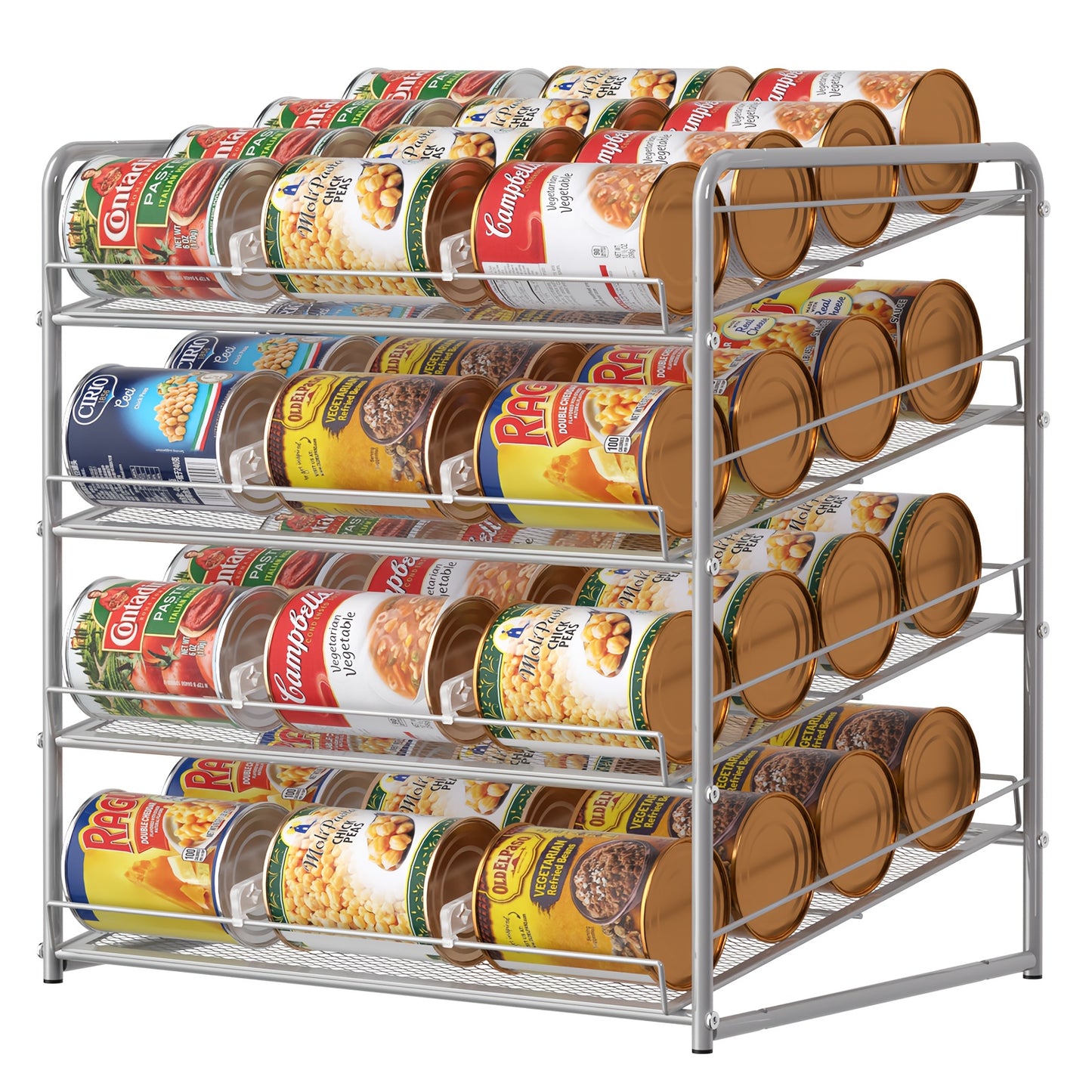 Large Capacity Metal Wire Can Holder With Adjustable Dividers For Pantry And Kitchen Cabinets Holds 84 Cans