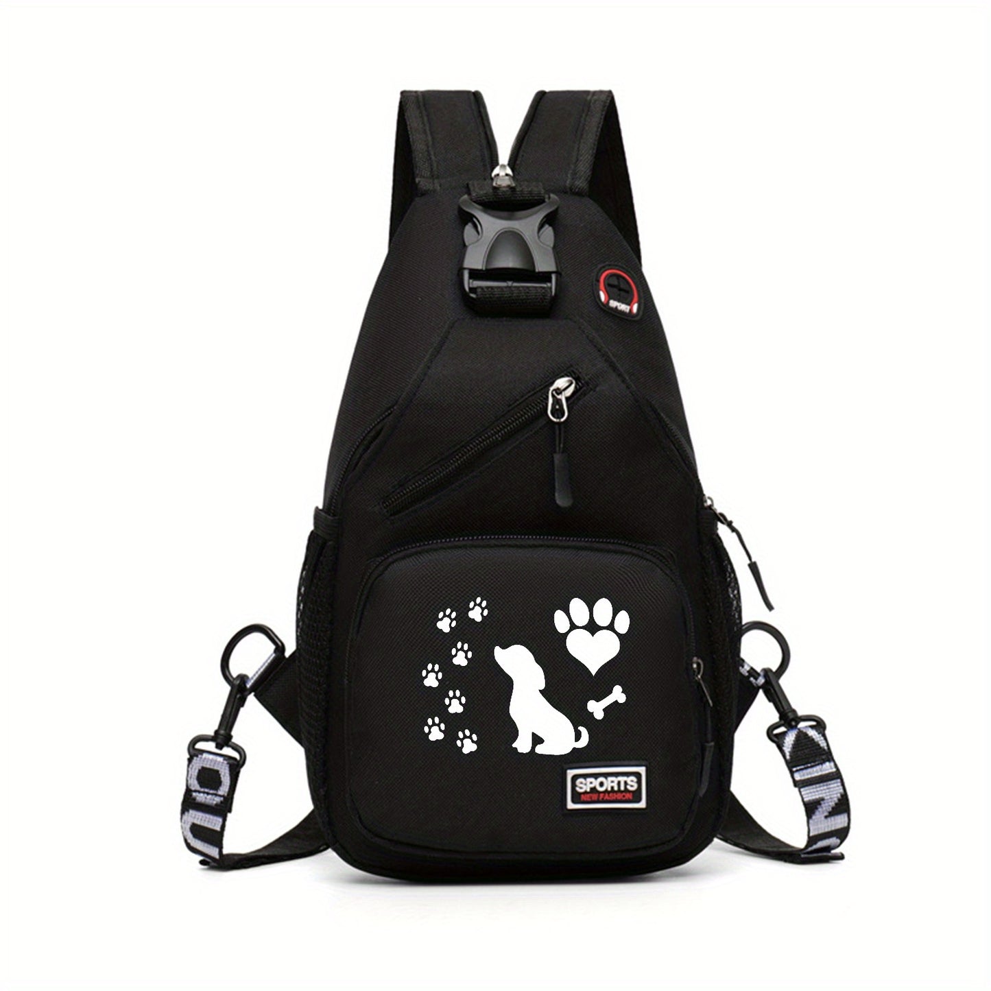 Dog Paw Prints Waist Bag Versatile Large Capacity Crossbody