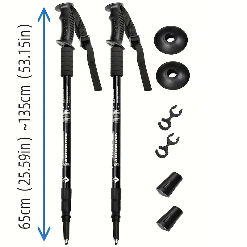 Two Pack Adjustable Aluminum Hiking Poles With Comfort Grips