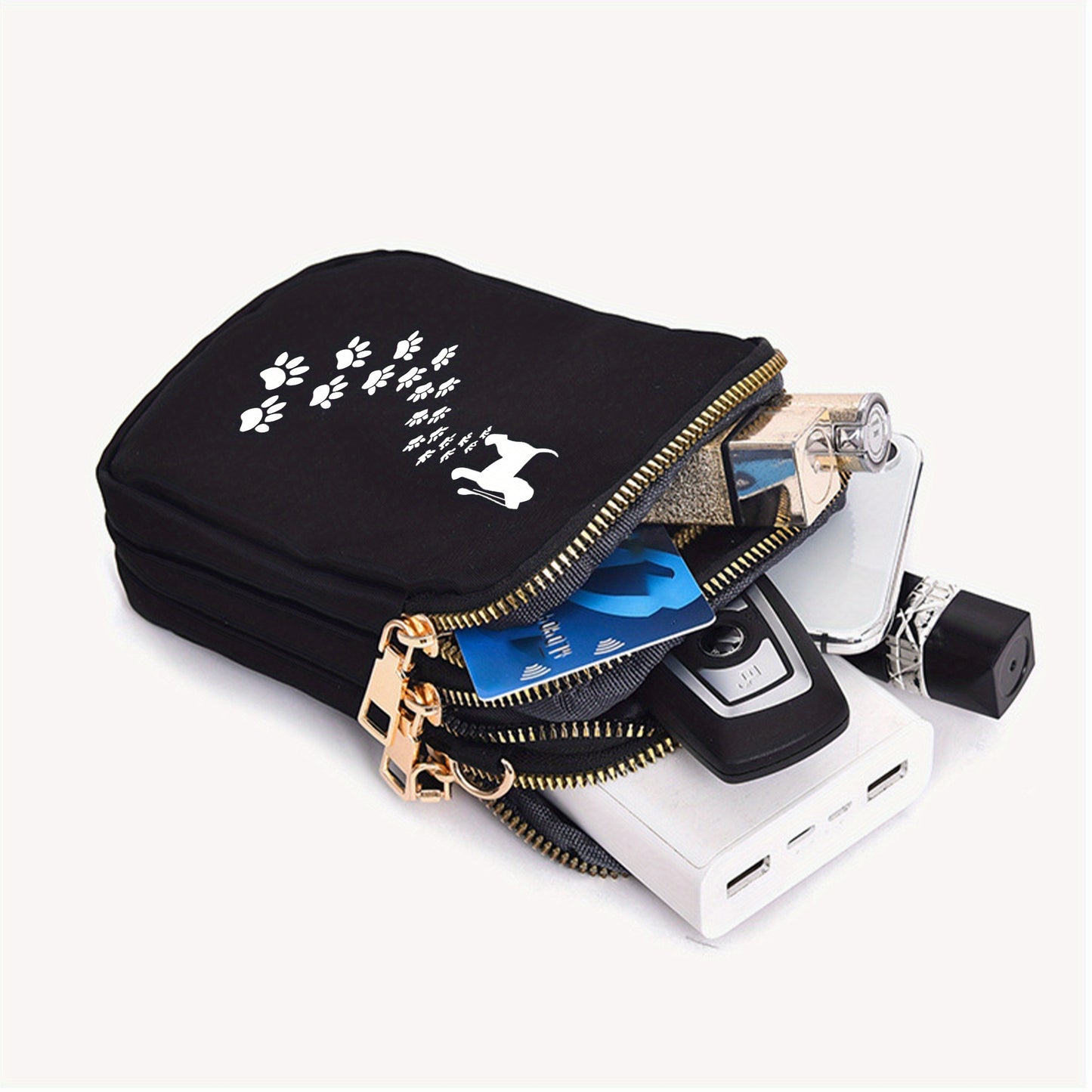 Dog Paw Print Crossbody Bag With Adjustable Strap Oxford