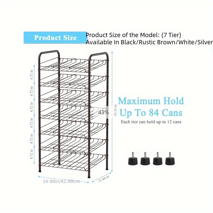 Large Capacity Metal Wire Can Holder With Adjustable Dividers For Pantry And Kitchen Cabinets Holds 84 Cans