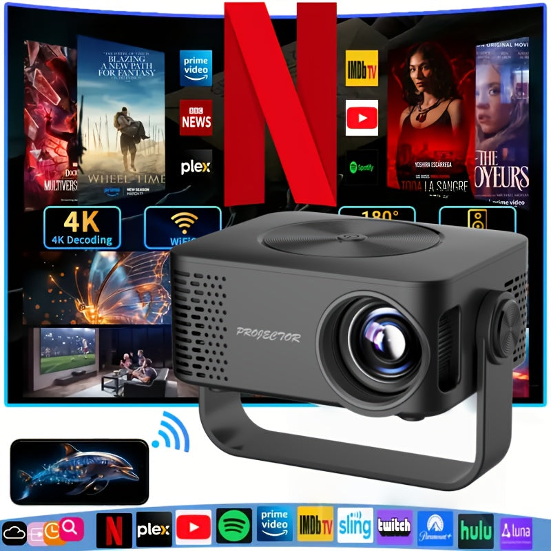 Portable 1080P WiFi 6 Projector For Home Theater And Gaming