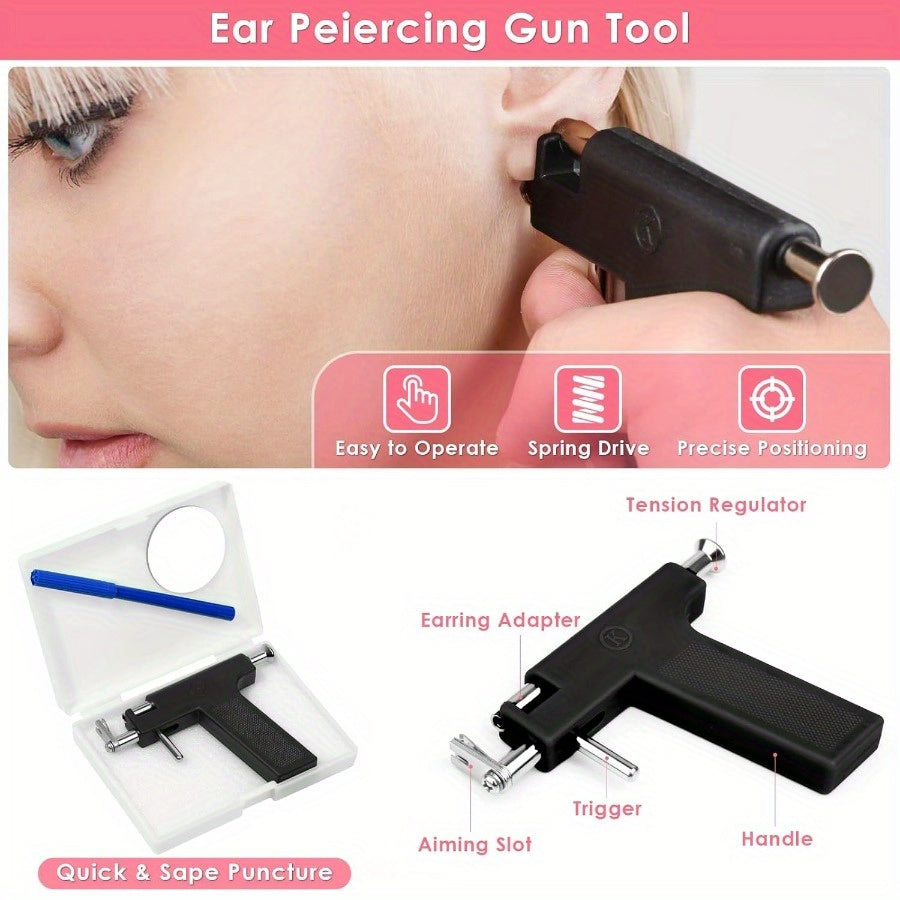 Professional Ear Piercing Gun Kit Reusable Stainless Steel Piercing Earrings Studs For At Home Salon