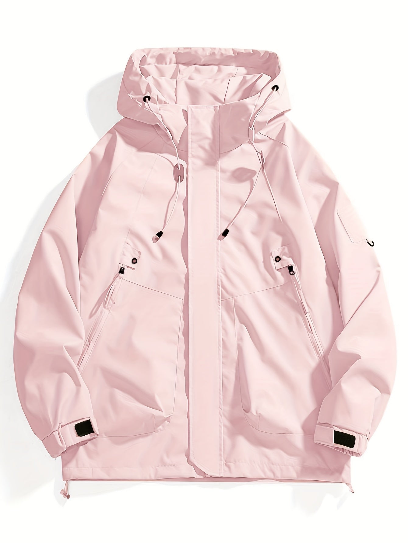 Mens Windbreaker Jacket Hooded With Zippered Pockets