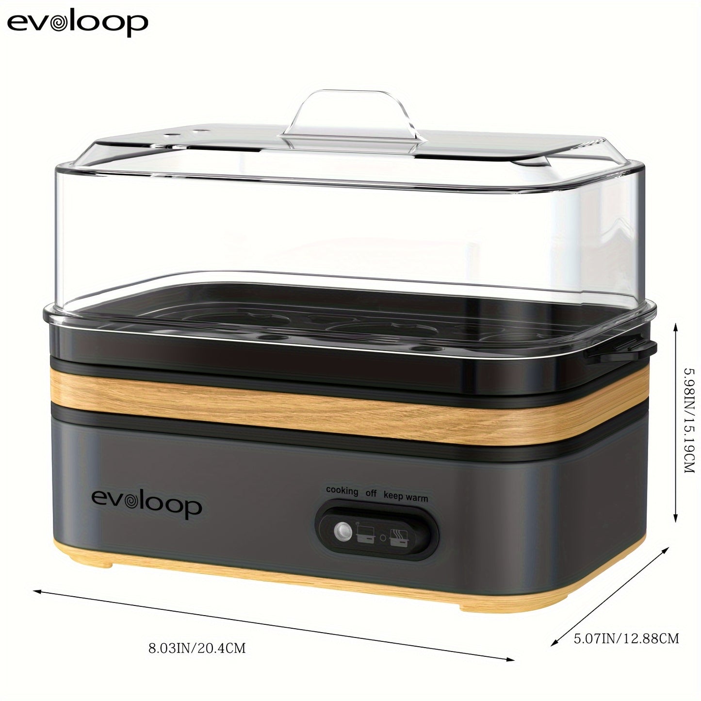 Evoloop Rapid Egg Cooker 6 Egg Capacity BPA Free Stainless Steel Tritan Lid