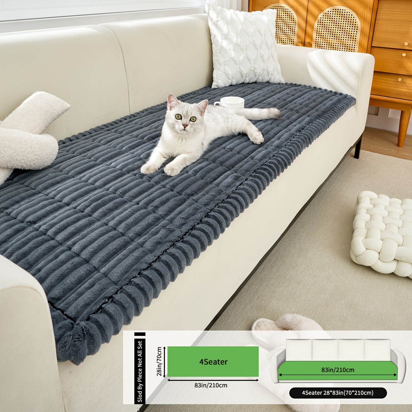 Universal Thickened Flannel Sofa Cushion Drawstring Non Slip