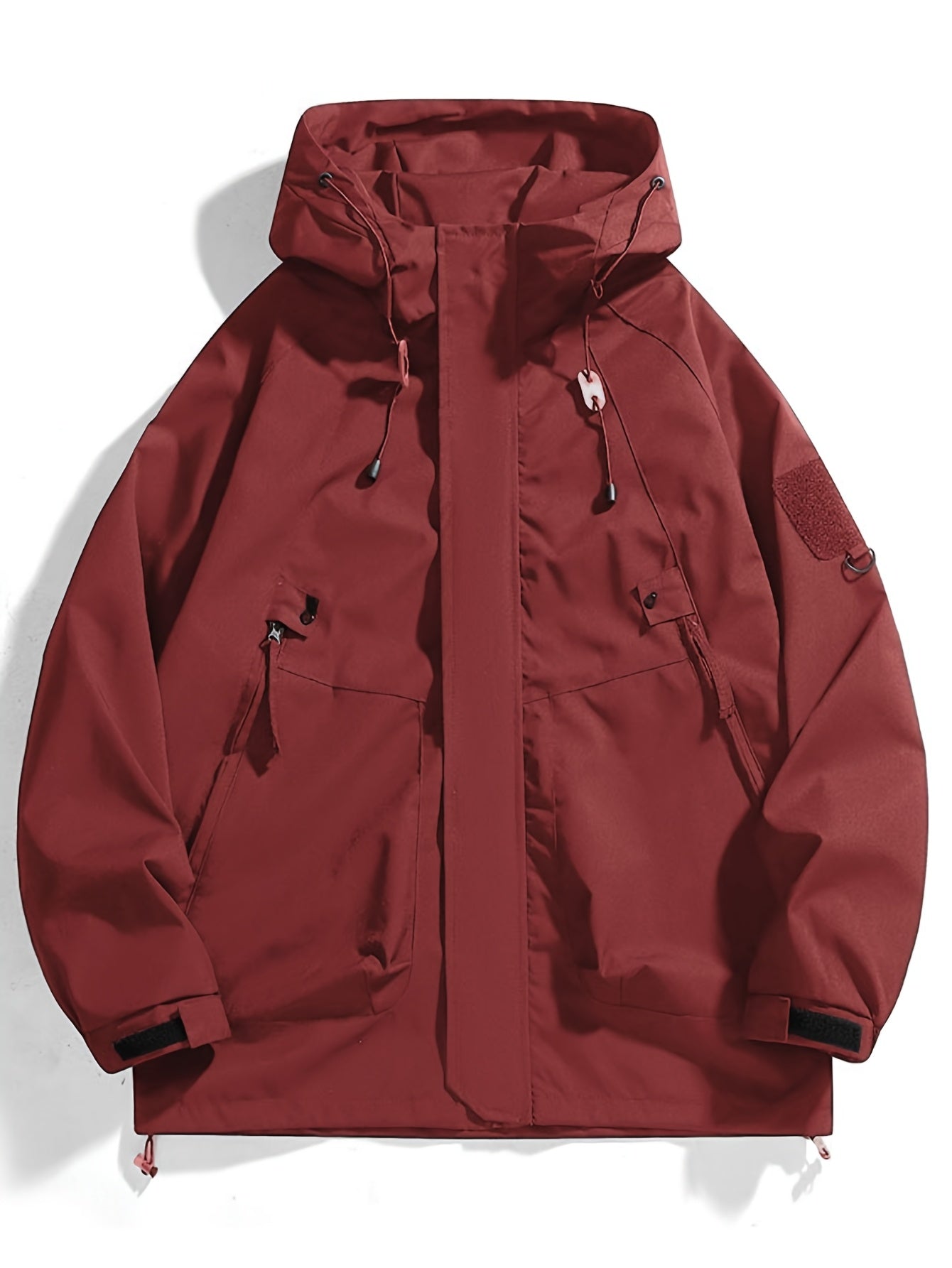 Mens Windbreaker Jacket Hooded With Zippered Pockets