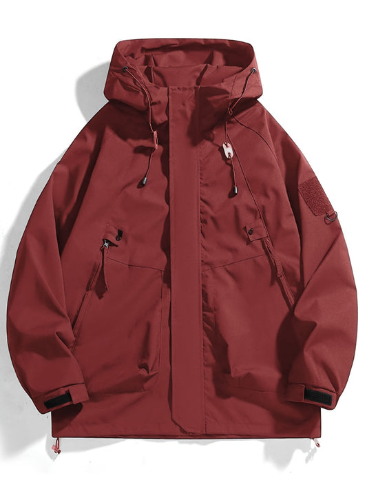 Mens Windbreaker Jacket Hooded With Zippered Pockets
