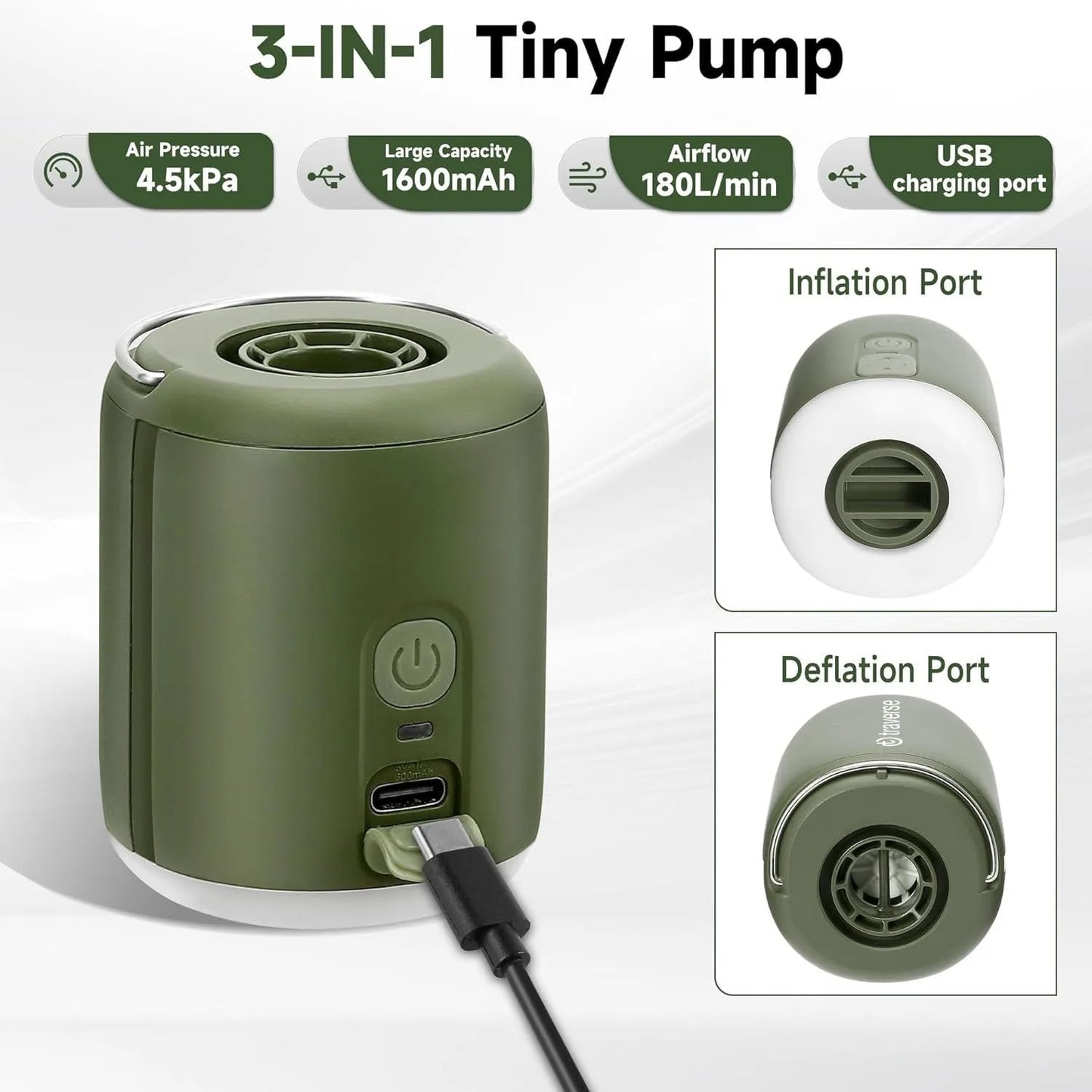 Nano Inflatable Pump With Lantern Magnetic Design For Trips
