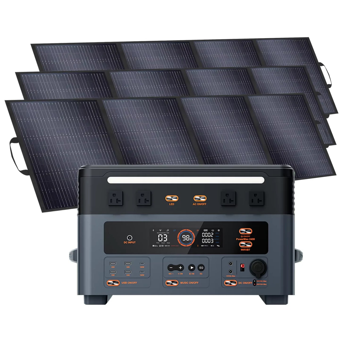 OSCAL 1872Wh Solar Generator 2400W Peak 4800W Portable Power Station With 3x200W Solar Panels LiFePO4 Battery