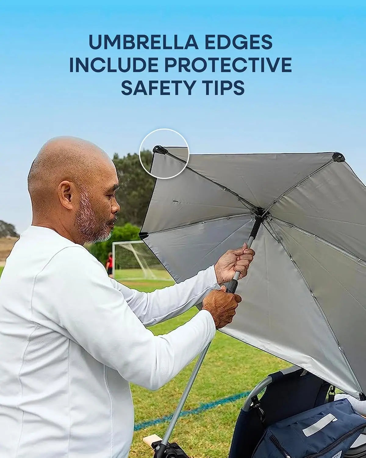 UPF 50 Plus Sun Shade Portable Umbrella Secure Clamp