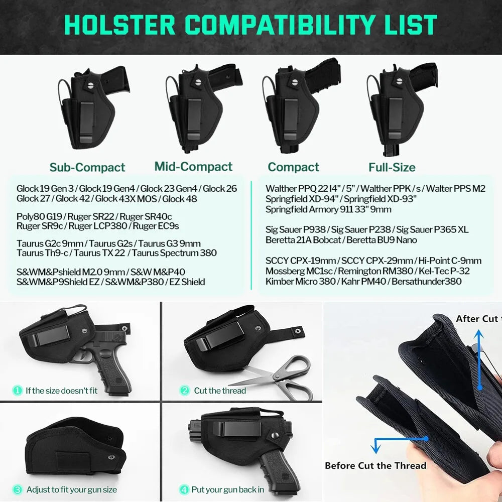 Concealed Carry Universal Pistol Holster IWB OWB Left Right