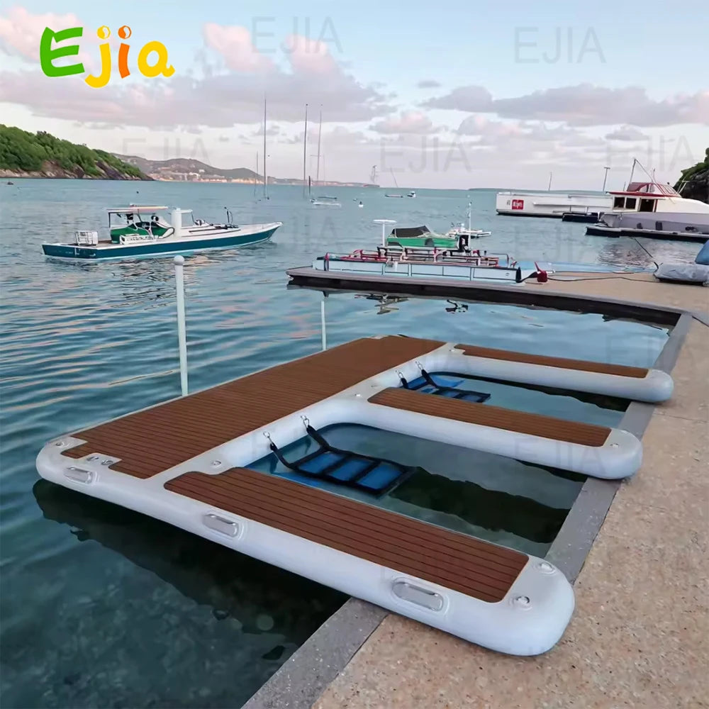 US Stock 13ft 4m EVA Non Slip Inflatable E Dock Platform Double Jet Ski Dock Luxury Water Floating Mat for Lake Pool Boat