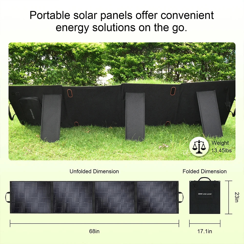 Tallpower 200W 18V Foldable Monocrystalline Solar Panel Ip65 Waterproof Mobile Charger for Laptop Power Supply Solar Generator Fishing