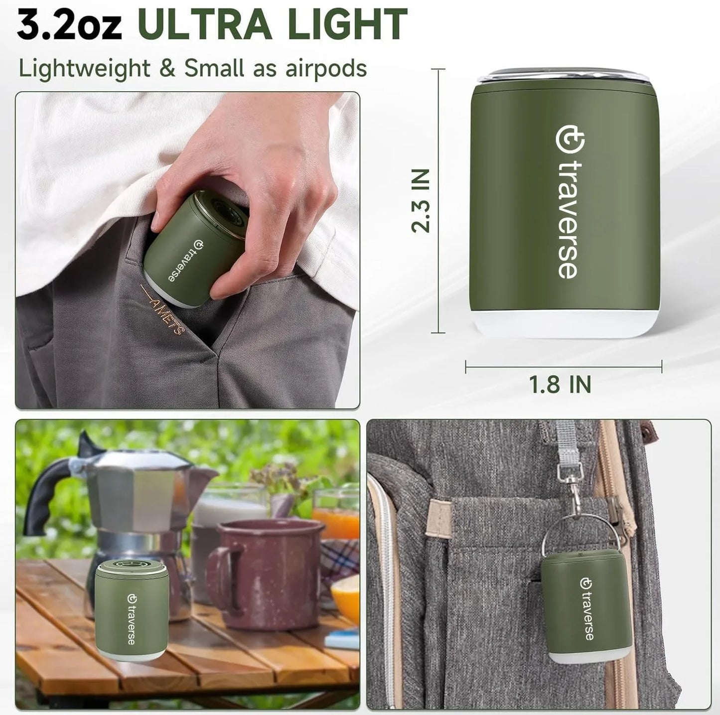 Nano Inflatable Pump With Lantern Magnetic Design For Trips