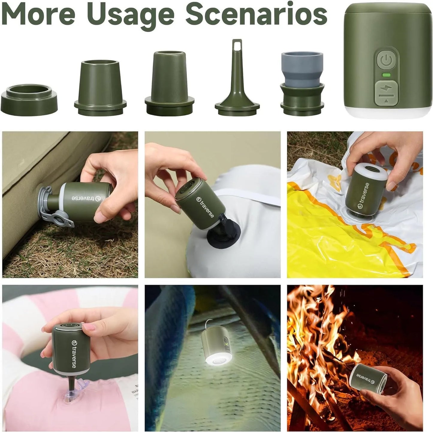 Nano Inflatable Pump With Lantern Magnetic Design For Trips