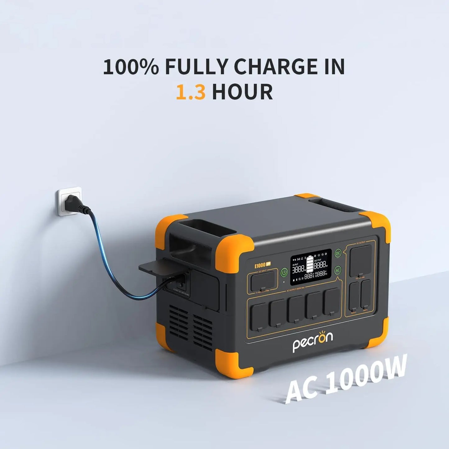 Pecron E1000LFP Portable Power Station 1024Wh LiFePO4 Battery Backup 1800W Solar Generator Expandable Fast Charging