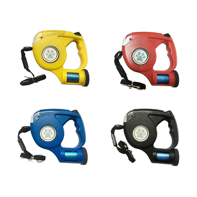 LED Retractable Dog Leash With Waste Bag 4.5M Night Safety