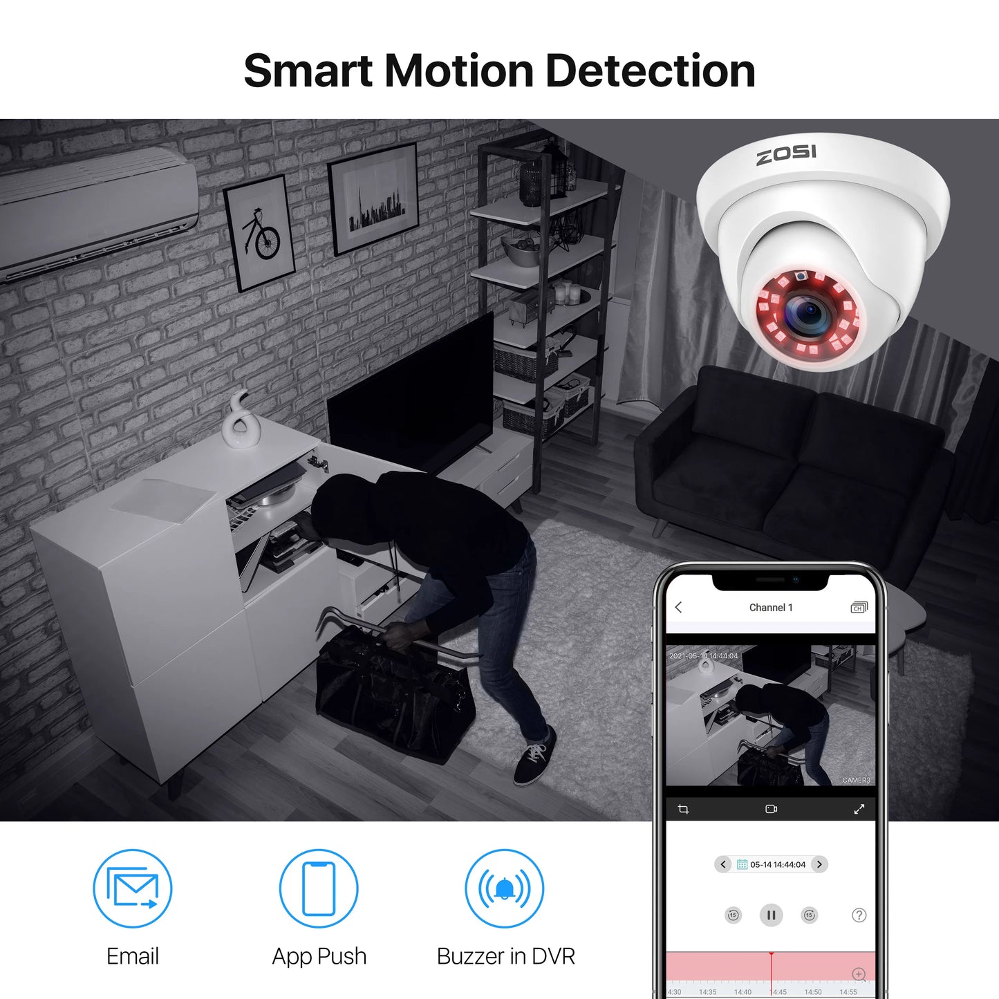 ZOSI 8CH 5MP Lite DVR Security Camera System 4 Pack