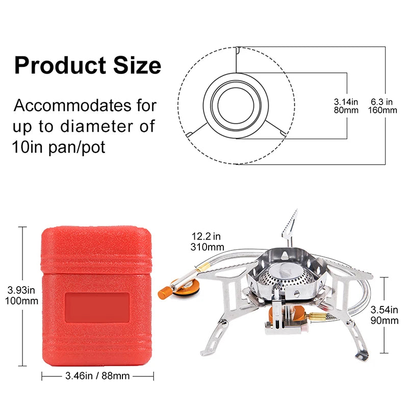 Widesea Windproof Camping Gas Stove Stainless Steel