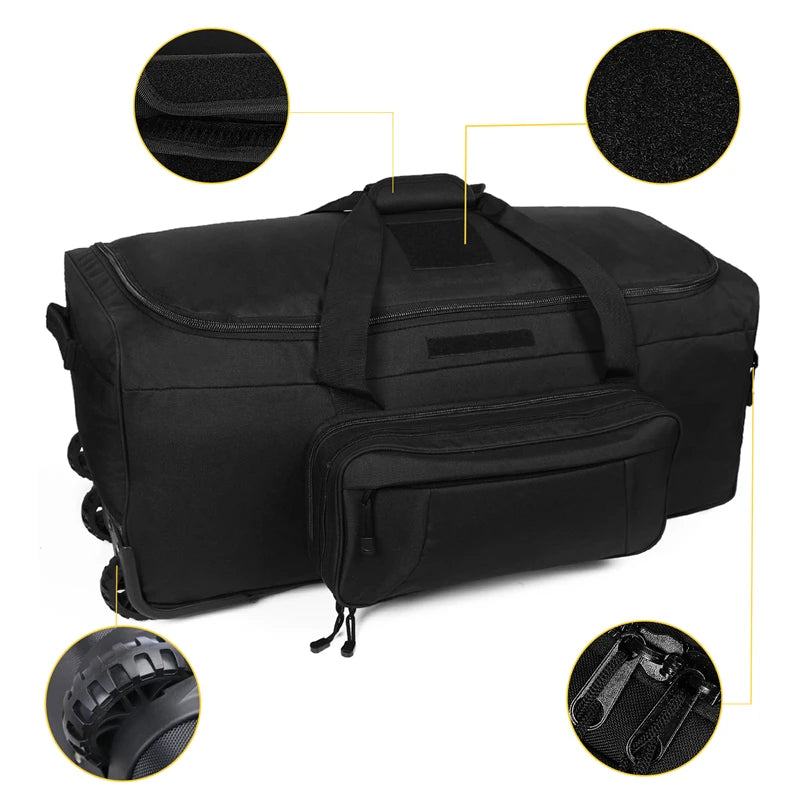 124L Large Capacity Waterproof Nylon Outdoor Camping Travel Bag Trolley Case Practical Handbag Storage Military Bag