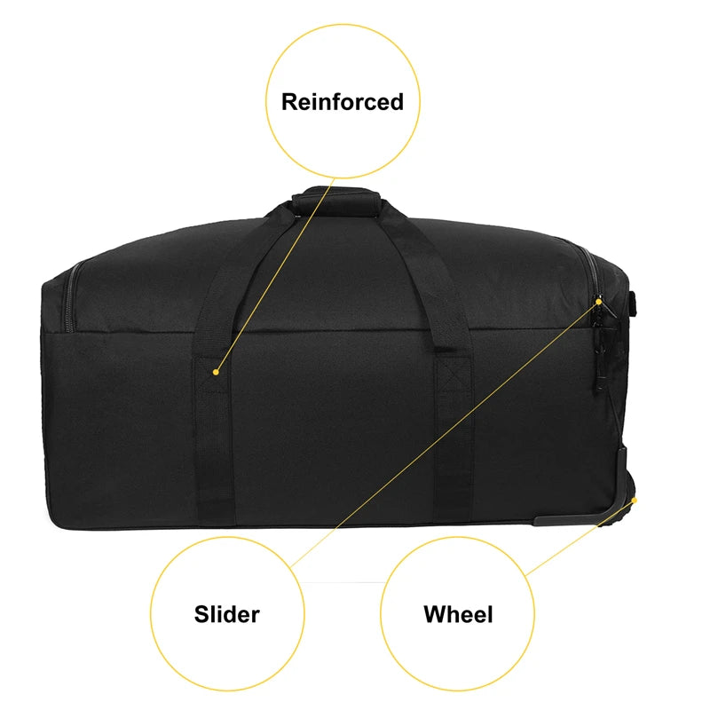124L Large Capacity Waterproof Nylon Outdoor Camping Travel Bag Trolley Case Practical Handbag Storage Military Bag