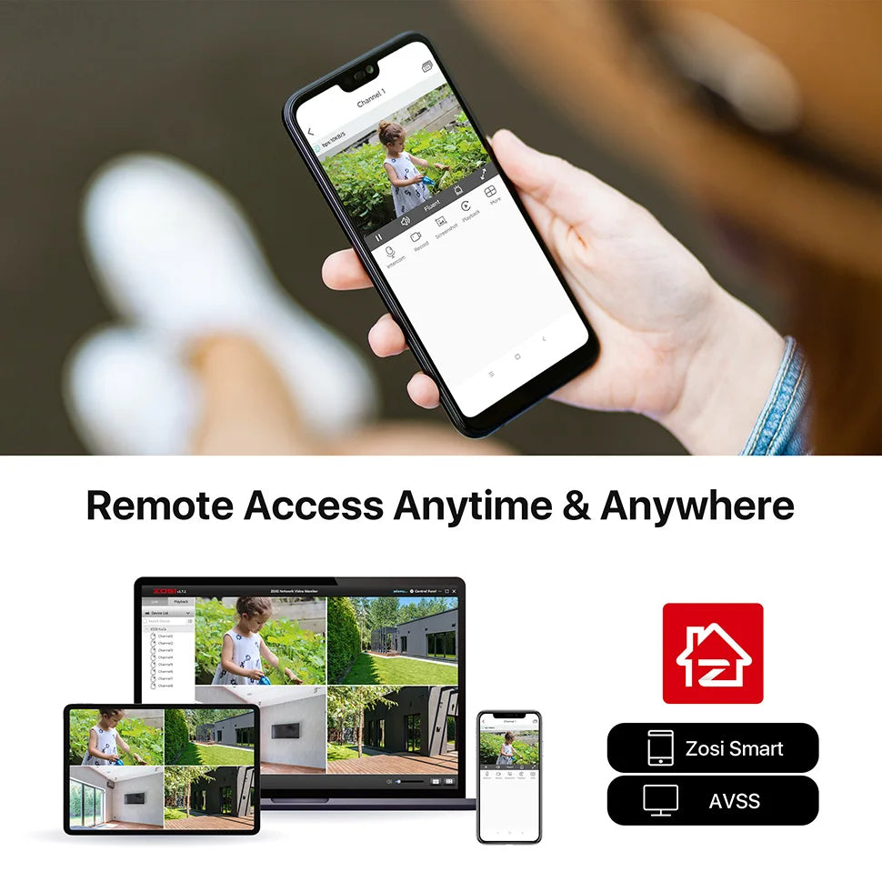 ZOSI 8CH 5MP Lite DVR Security Camera System 4 Pack