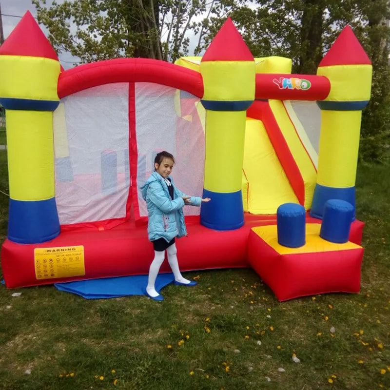 Inflatable Trampoline Bouncy Castle Jumping House with Blower Kids Playhouse Inflatable Bouncer Games for Courtyard