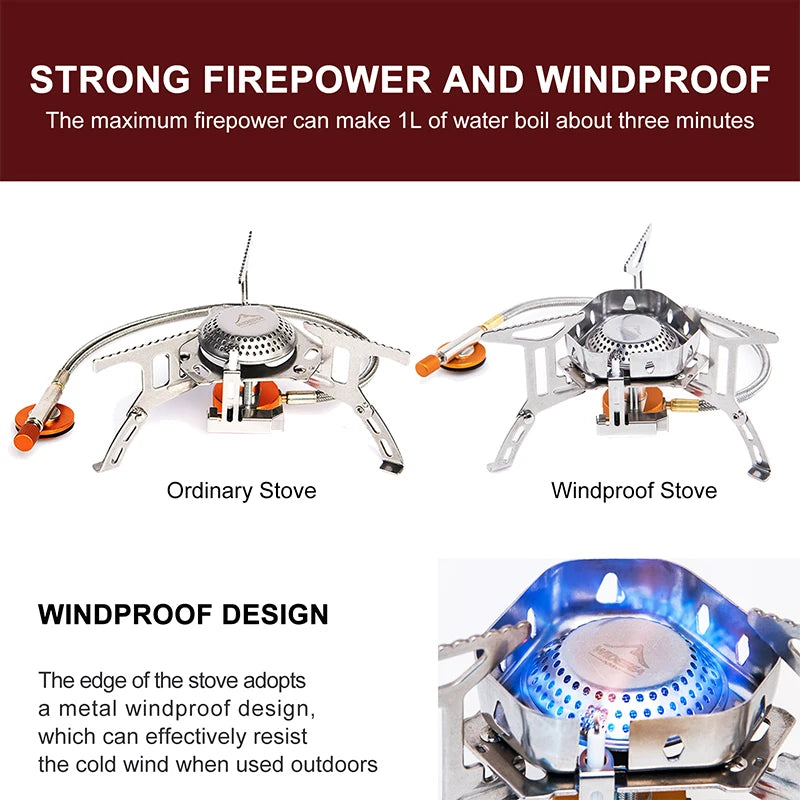 Widesea Windproof Camping Gas Stove Stainless Steel