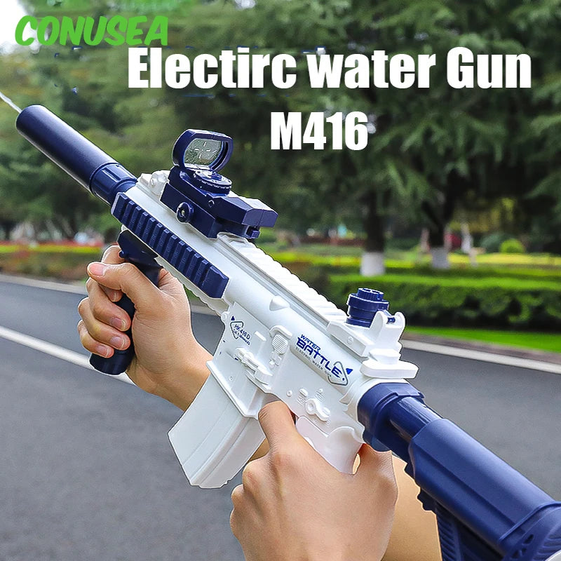 Electric Water Gun Pistol 10M Long Range Portable M416 Shooting Toy for Boys Summer Beach Outdoor Games