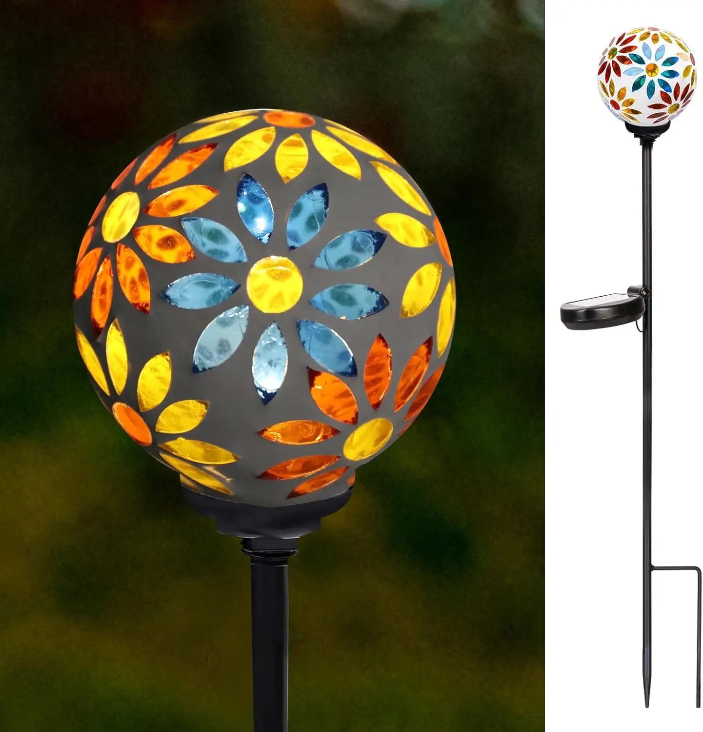 Solar Mosaic LED Garden Stake Light Waterproof Outdoor