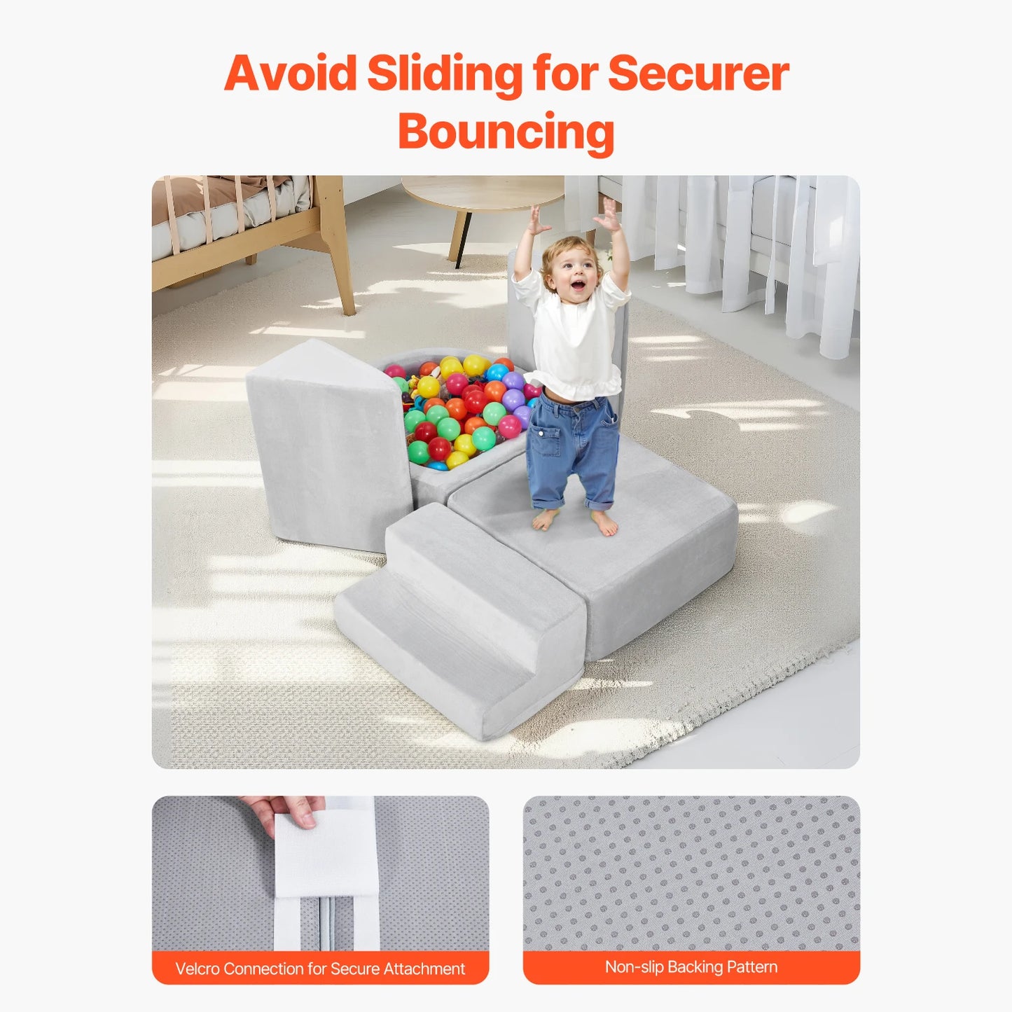 VEVOR 5 Piece Baby Foam Climbing Blocks Toys with Ball Pit Indoor Climb and Crawl Activity Playset for Toddlers