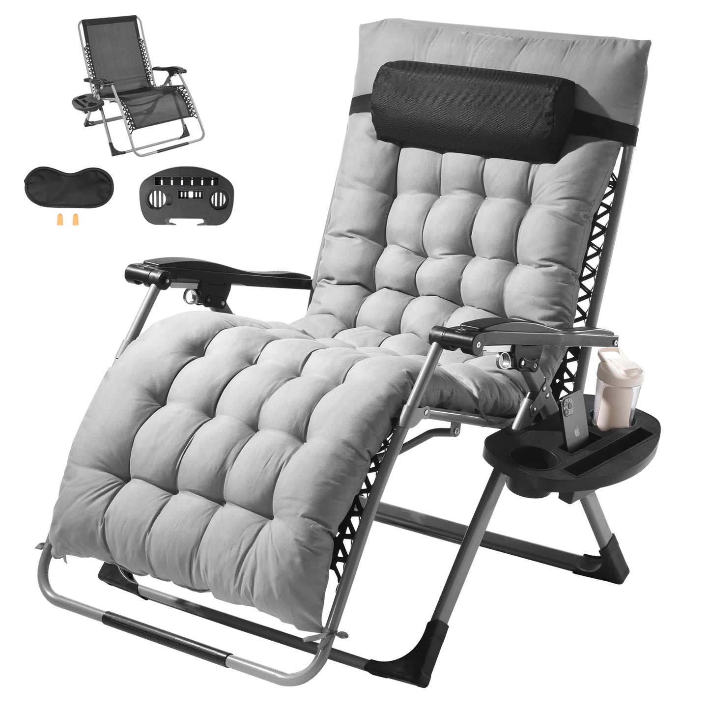 SucceBuy Zero Gravity Chair With Cushion Footrest Cupholder
