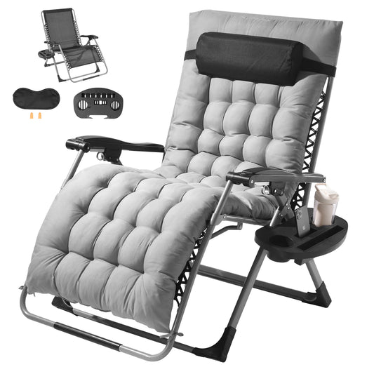 SucceBuy Zero Gravity Chair With Cushion Footrest Cupholder