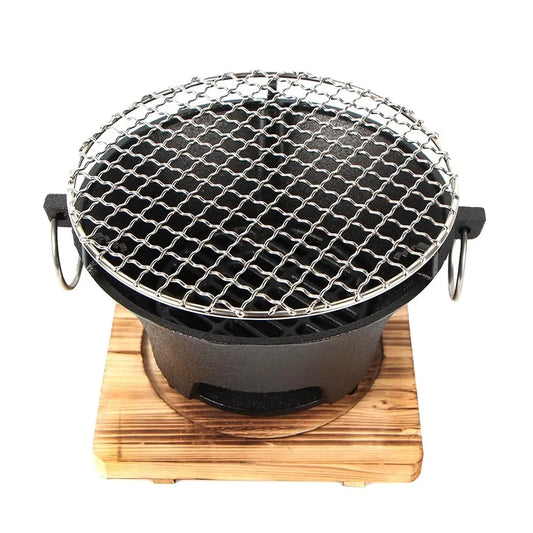 Cast Iron Barbecue Stove for Charcoal and Alcohol Grilling