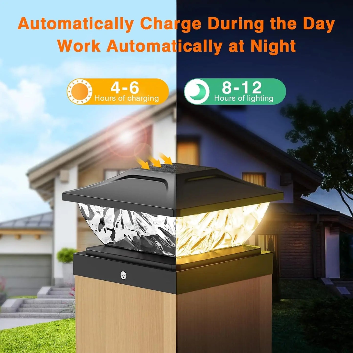 8 Pack Two Mode Solar Post Lights for 4x4 5x5 Posts