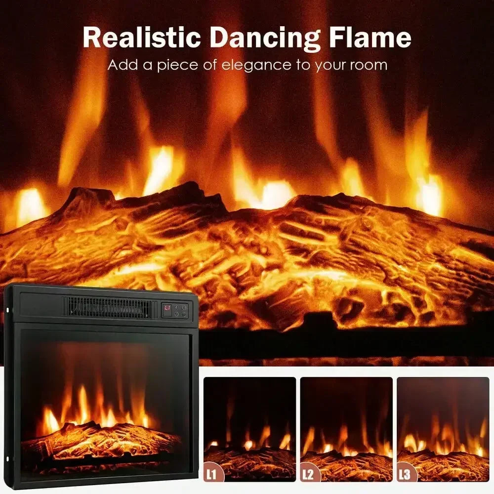 Electric Fireplace Freestanding And Wall Mounted Heater With Realistic Flame And 5000 BTU Heat Output
