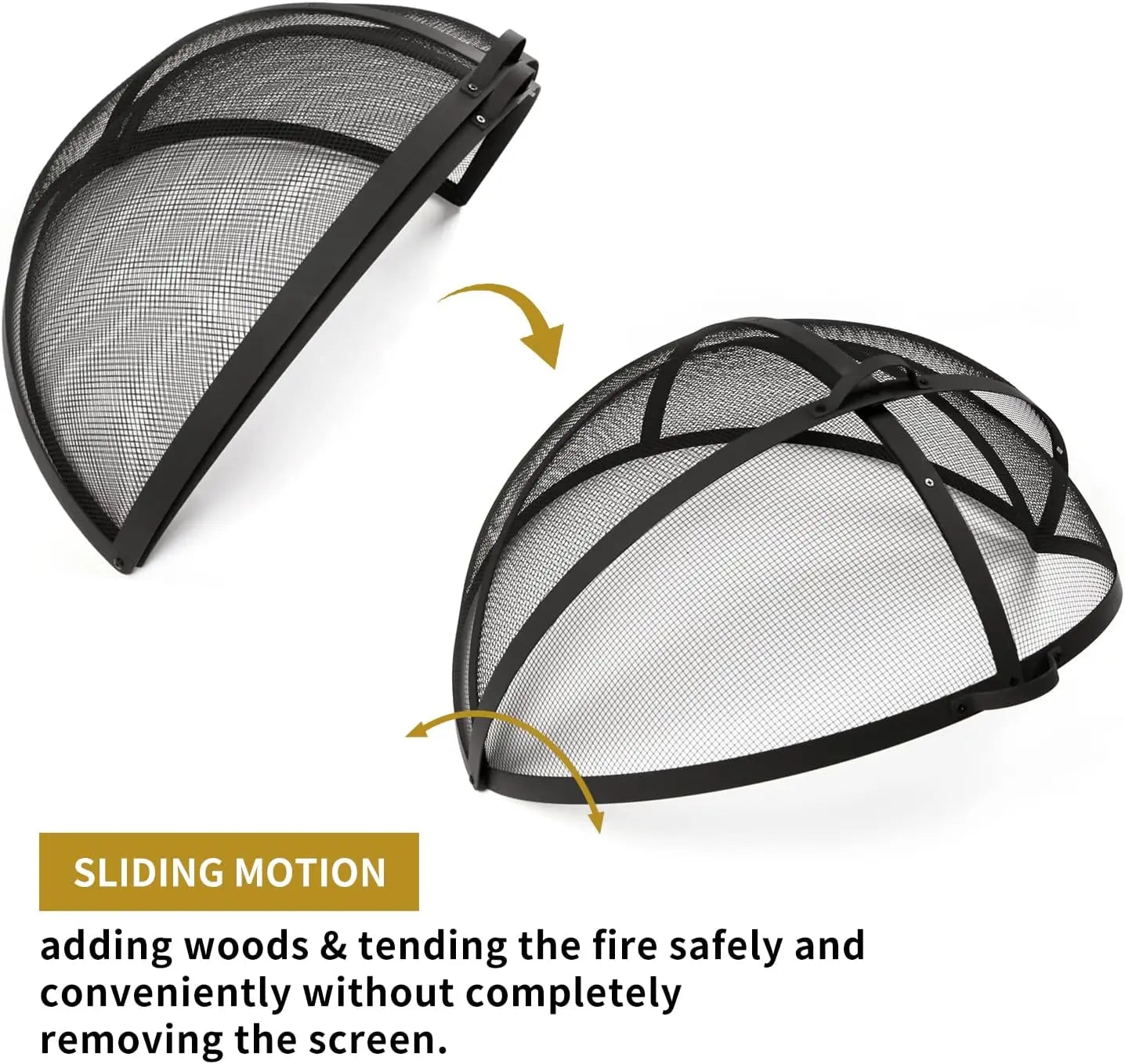 Outdoor Fire Pit Spark Screen Cover Accessory 36 Inch Patio Round Easy Opening Fire Mesh Screen Guard Heavy Duty Steel Firepit Ember Lid with Hinge Black