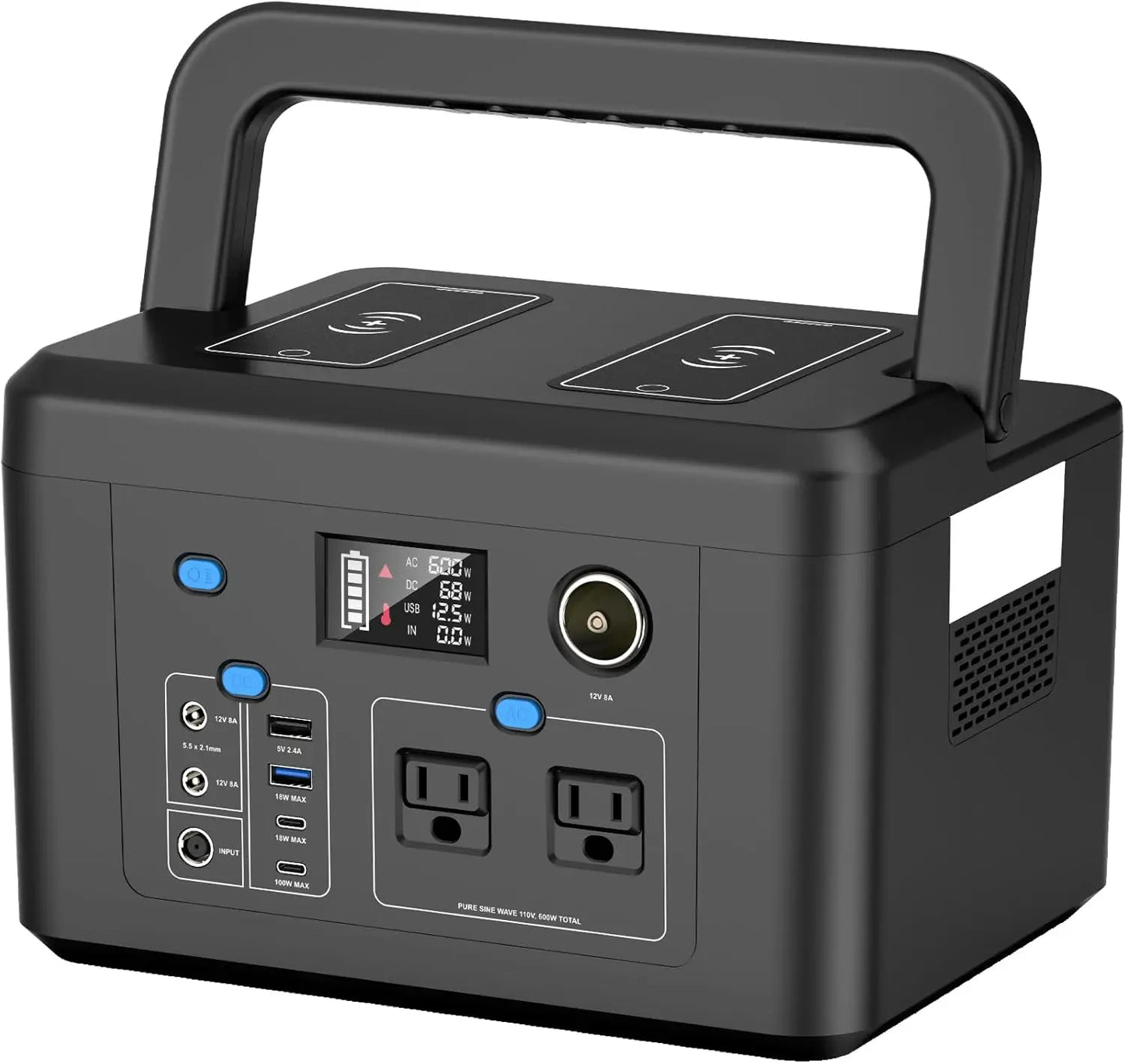 Powkey 600W Portable Power Station 296Wh Battery Backup