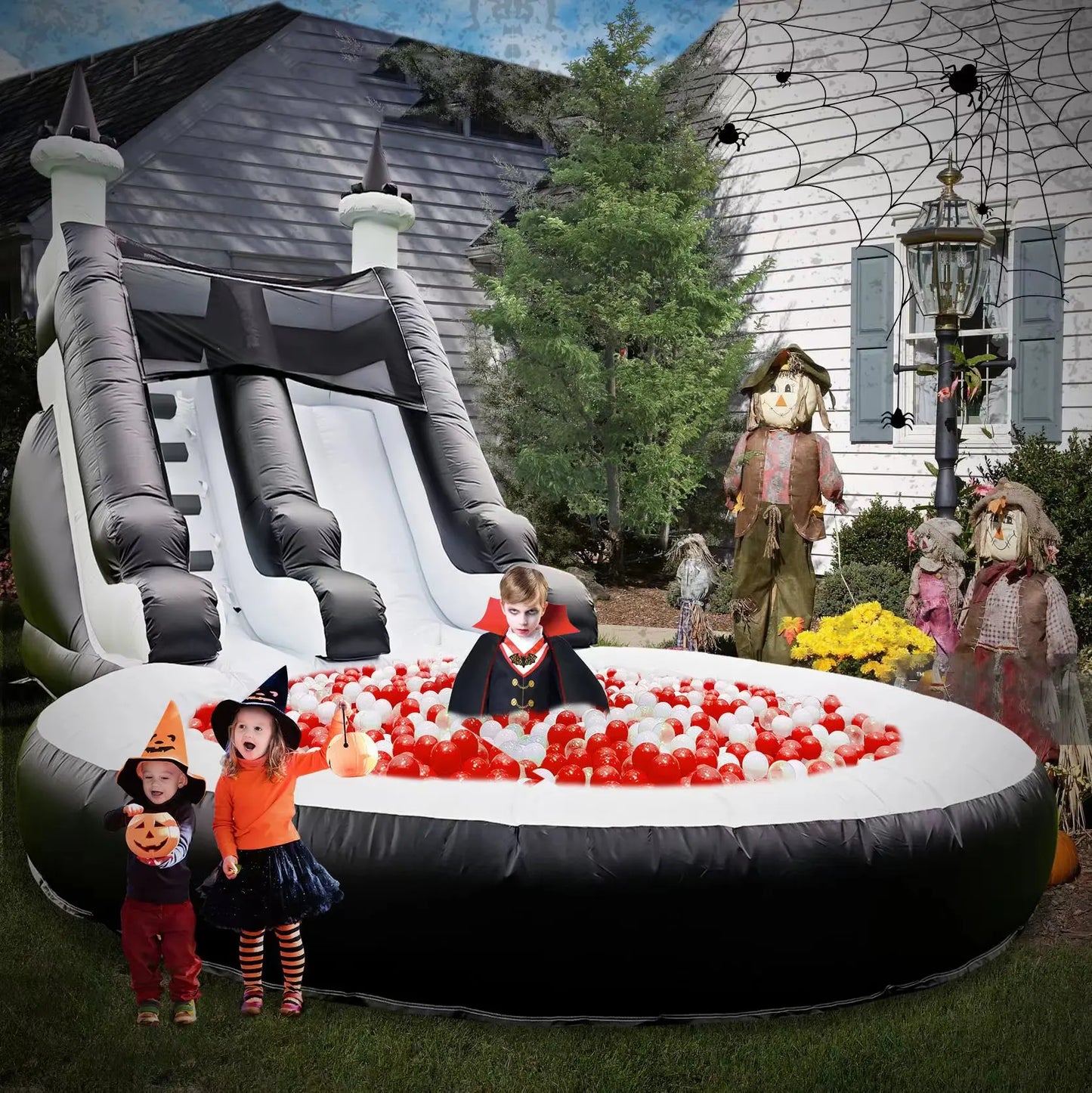 King Inflatable Summer Outdoor Slide Air Bounce Water Amusement Play Equipment Inflatable Water Double Slide Bubble Ball Pit